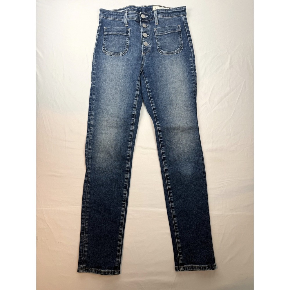 Anthropologie 26R AG Adriano Goldschmied Stevie Ankle Button Up Straight Jean